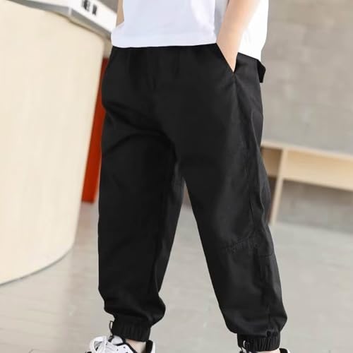 Boys Cargo Pants Casual Elastic Waist Trouser with Multi Pockets Soft Lounge Pull On School Pants for Boys 5-15 Years2