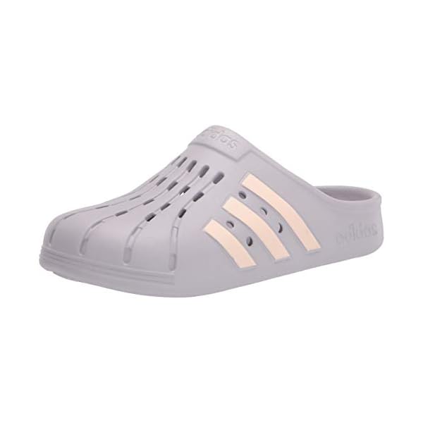 adidas-Unisex-Adult-Adilette-Clog-Slide-Sandal adidas Unisex Adilette Clog Slide Sandal, Glory Grey/Pink Tint/Glory Grey, 5 US Men