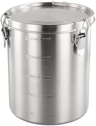 Feegow Kahve Çekirdekleri, Çay, Şeker, Un, Büyük Kapasiteli Mühürlü Mutfak Kabı (2500MM) için Valfli Paslanmaz Çelik Hava Geçirmez Gıda Saklama Kabı - Görsel 3