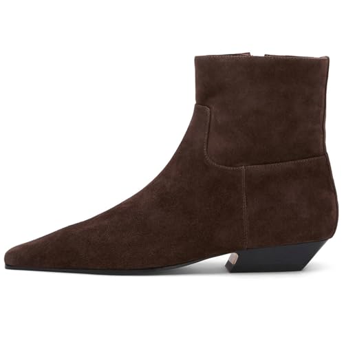 KysBloes Women Square Toe Ankle Boots Low Heel Booties Flats Winter Shoes Comfortable Side Zip Short Boots