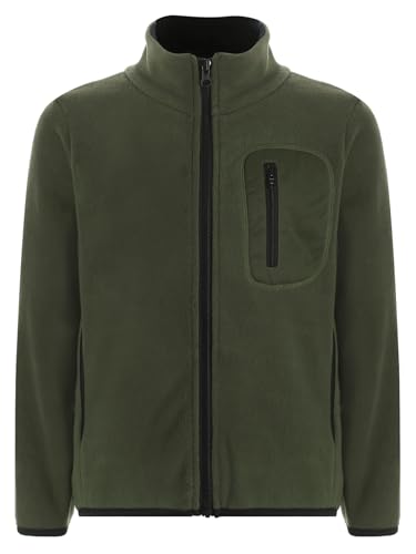 Jhaoyu Chaqueta de forro polar unisex para niños con cremallera y bolsillos laterales para niñas y niños, ropa exterior de invierno de 3 a 16 años, Verde militar., 122 cm-128 cm