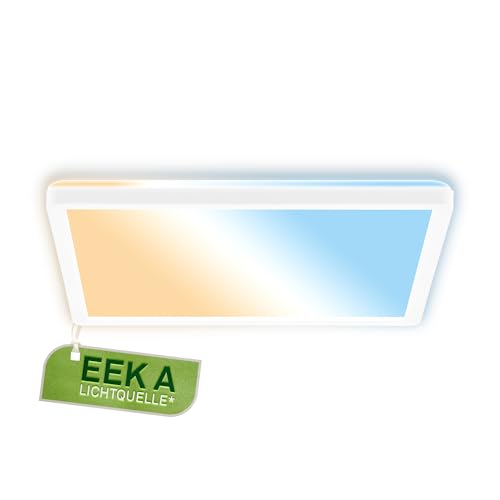 BRILONER - LED Panel mit EEK A Lichtquelle, 11W, 2400lm, flach, CCT warmweiß bis kaltweiß, indirektes Licht, LED Lampe, Deckenleuchte, Wohnzimmerlampe, Deckenlampe, Flur, 29x29x3 cm, Weiß