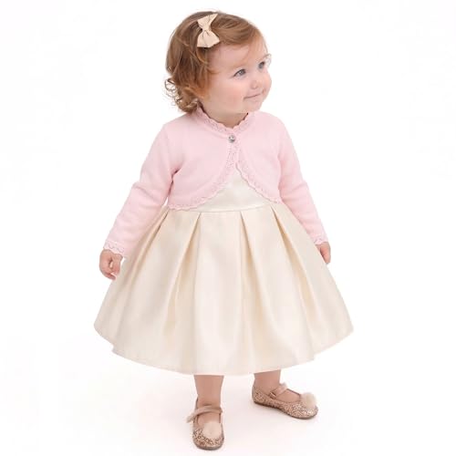 Image of Lilax Little Girls' Knit Long Sleeve Button Closure Bolero Cardigan Shrug