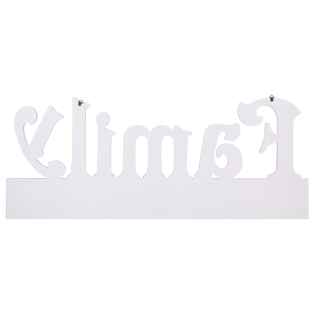 Mangloder Porte-Manteau Mural Family 74x29,5 cm Blanc en MDF avec Lettrage décoratif 5 patères en cuivre Support de Rangement Pratique pour entrée Salon Chambre Bureau