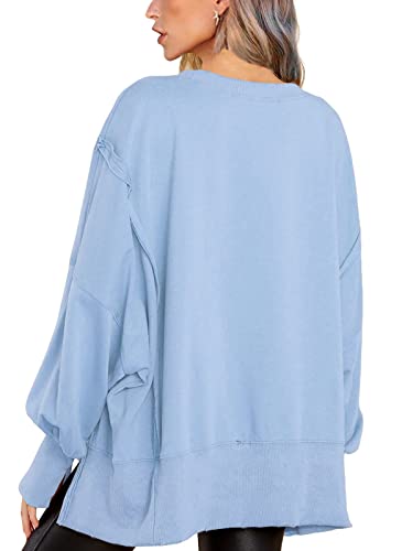 Image of BWQ Womens Oversized Sweatshirt Crewneck Long Sleeve Shirts Pullover Sweatshirts S-2XL