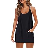 Deals of The Day Lightning Deals Today Prime 2023 Hot Shot Mini Dress Summer Plus Size Sleeveless Athletic Dress with Shorts 2023 Trendy Onesie Rompers Built-in Shorts