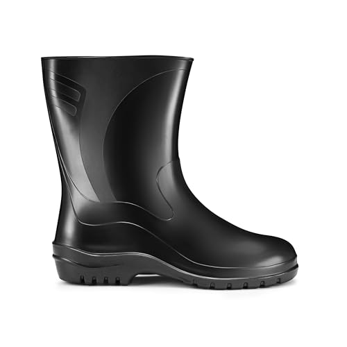 ESTRO Gummistiefel Damen Halbhoch Wasserdicht - Regenschuhe Gummistiefel Halbhoch Damen Regenstiefel Regenstiefeletten K007 (38 EU, Schwarz)
