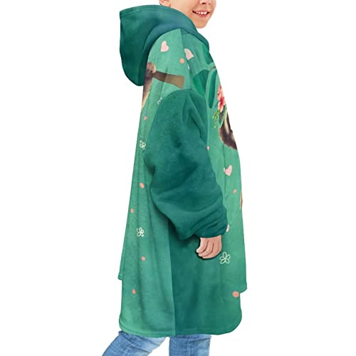 chaqlin Funny Sloth Wearable Blanket Hoodie Boys Girls Cute Sloth Print Oversized Sweatshirt Blanket for Kids Girls Soft Fleece Hooded Blanket with Pockets - Image 4