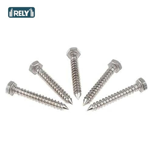 Image of Rely⇒VP INDUSTRIES (Pcs-15) M6.3x19 mm Hex Head Coach Lag Screws - Stainless Steel Self-Tapping Wood Furniture Bolts for Beds, Cribs & Bunk Beds