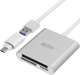 Compact Flash CF Card Reader, WEme Aluminum Multi-in-1 USB 3.0 Micro SD Card Reader with 2-in-1 Type C Adapter for PC, Mac, Macbook Mini, USB C Devices, Support Sandisk/ Lexar UHS, SDHC Memory Card