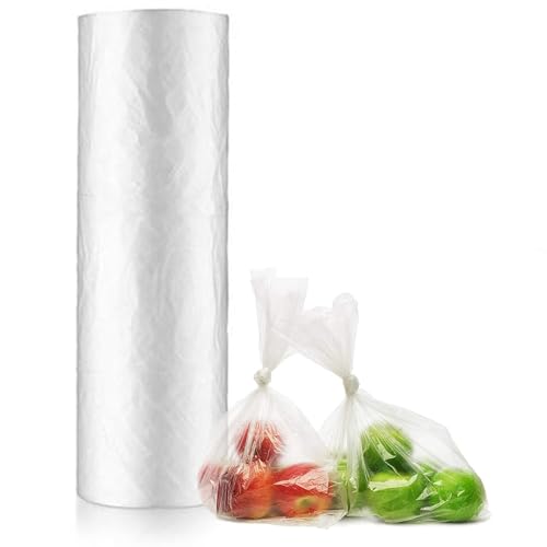 500 Polythene Bags on a Roll Fruit Vegetable Clear Plastic Butchers Counter Bags Polythene Counter Bags