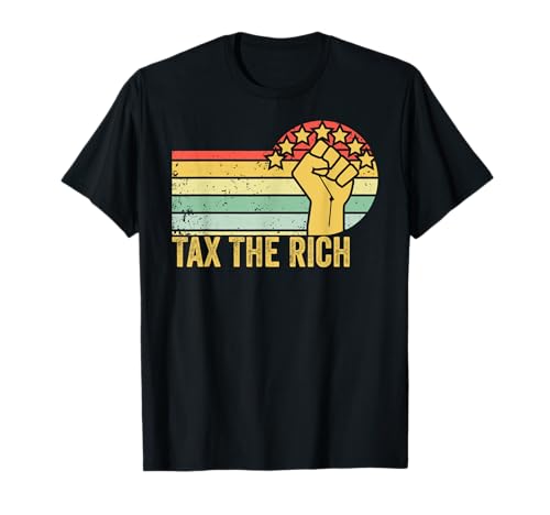 Vintage AOC Tax The Rich Gift Camiseta política retro vintage anticapitalista, Unisex-adultos, Manga corta, T-shirt, Negro, Pequeño EU
