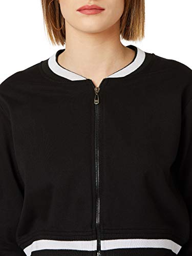 Image of Miss Chase Women's Off White V-Neck Full Sleeves Bomber Cropped Jacket