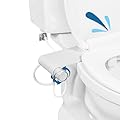 GenieBidet Rear & Feminine Ultra Thin Bidet Attachment for Toilet with Self Cleaning Dual Nozzles - No Wiring Needed - Easy 15 Minute Install. Hybrid Brass 3-way T with ON/OFF [Travel Bidet Included]