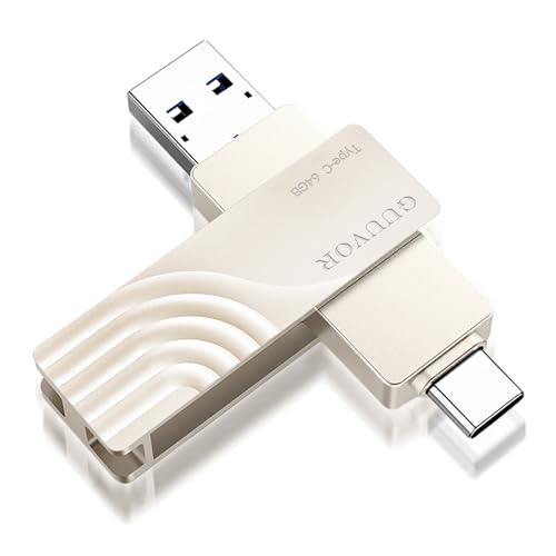 GUUVOR clé USB C 64 Go Double, Type C 3.1 et USB 3.2 Clé USB, clé USB C 2 en 1 OTG Pendrive USB C Memory Stick pour Huawei/Samsung/Type C Android/Mac Pro/PC