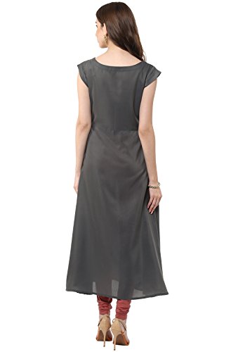 Image of Janasya Women's Crepe Frontslit Kurta