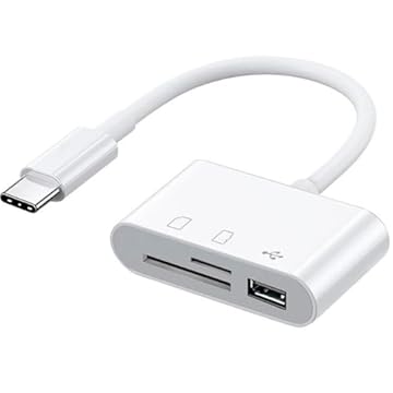 Hub Tipo C 3 em 1 Adaptador USB 3.0 Leitor de Cartão de Memória OTG para SD TF Micro SD Compatível com Dispositivos Tipo C Branco Premium Marca Triforce