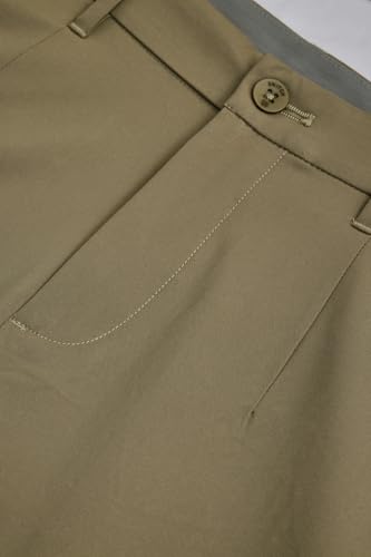 Image of SNITCH Men Formal Trousers | Regular Fit Pleated Front with Turned-Up Hem | Polyester Blend & Medium Stretch Fabric for Office & Winter Wear