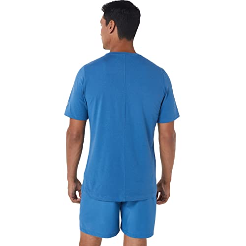 Asics Men's Short Sleeve Hthr Tech Top Running Apparel, S, Azure Heather #TOP1