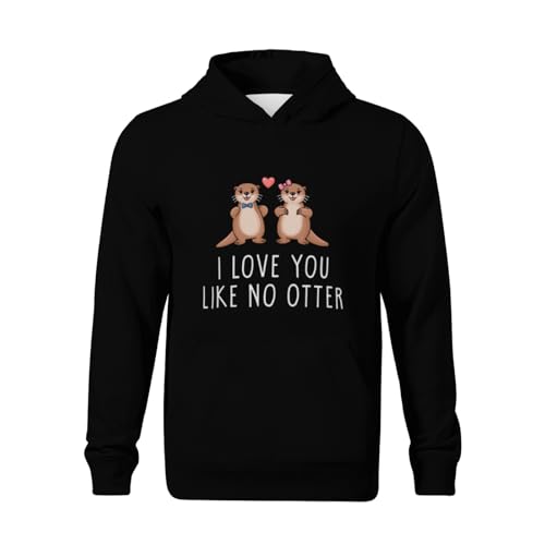 Kids Funny I love you like no Otter Valentine's Day Love Couple Boys Girls Lightweight Kangaroo Pocket Fleece Hoodies2