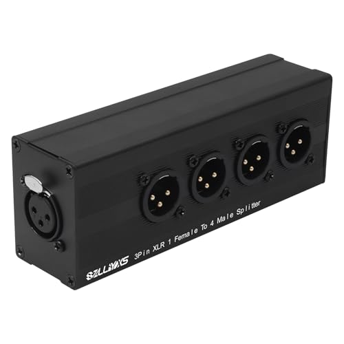 SZLliyxs 3 Pin XLR 1 Female to 4 Male Splitter,4Way XLR Single Input to Four Output Parallel Connection Adapter,One Input to 4 Output Audio DMX Adapter for Mixers/Mics/PA Systems/Stage Expansion