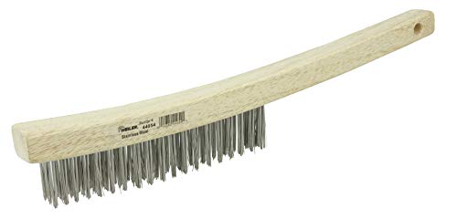 Image of Weiler 44054 Hand Wire Scratch Brush, .012 Stainless Steel Fill, Curved Handle, 3 X 19 Rows