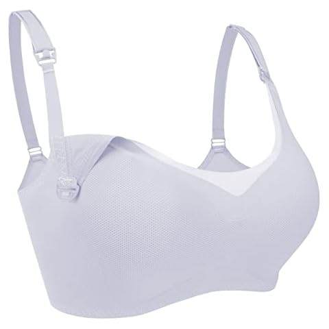 NC Women's Seamless Nursing Bra Maternity Breastfeeding Bras Soft Cotton Sleep Bralette Purple Cover