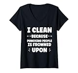 donna funny sarcastic punching people quote i clean maglietta con collo a v