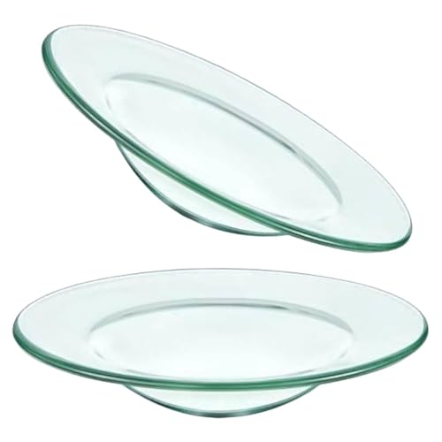 Housoutil Lot de 2 Coupelles en Verre Transparent 12 CM pour Chauffe-Cire Récipient de Rechange pour Fondants de Cire Assiette Chauffe-Bougie pour Diffuseur D’Huiles...