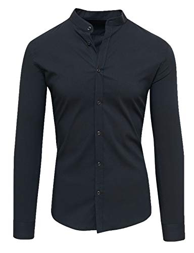 Chemise homme coréenne slim fit en coton noir taille S Evoga