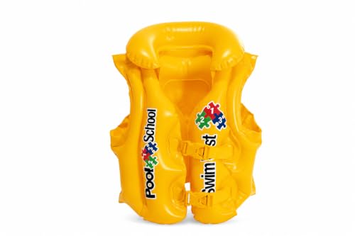 Image of Adjustable Swimming Trainer Life Jacket for Boys & Girls| Inflatable PVC Safety Swim Vest for Kids | Toddler Floaties for Pool, Beach, Boating| Swimmer Aid with Secure Buckle