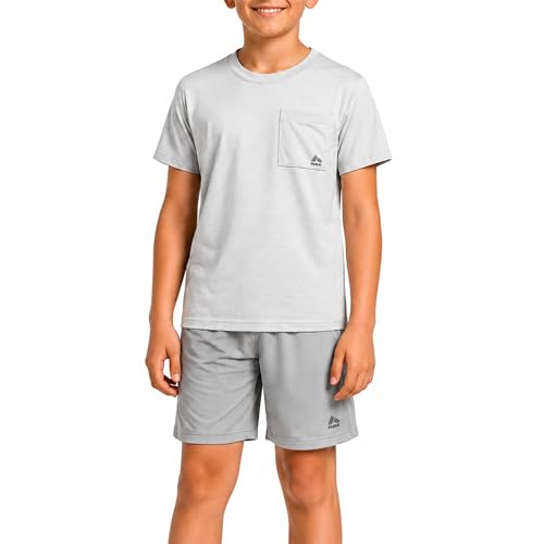 Image of RBX Boys Short Set - 2 Piece Active Performance Short Sleeve Athletic Shirt and Basketball Shorts with Elastic Waistband
