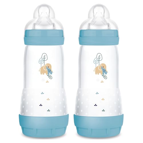 MAM Easy Start Anti-Colic Baby Bottle, Fast Flow, Breastfeeding-Like Silicone Nipple Bottle, Reduces Colic, Gas, & Reflux, Easy-to-Clean, BPA-Free, Vented Baby Bottles for Newborns, 4 Plus Months