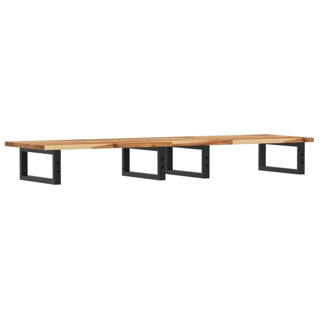 Waschtischplatte mit Wandhalterung, 160x40 cm, Waschbeckenregal aus massivem Akazienholz und Stahl, Konsole für Badezimmer, Schwarz, stabile Wandmontage