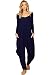 Annabelle Women's Long Sleeve Comfy Harem V-Neck Romper Jumpsuits Large Navy JC6008A