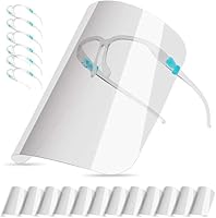 BFhongly 10er-Pack Gesichtsschutz mit Brillengestellen, Ultraklare Schutzschilde aus Komplettem PET-Kunststoff, Gesichtsschild Visier für Damen und Herren, Schutzvisier