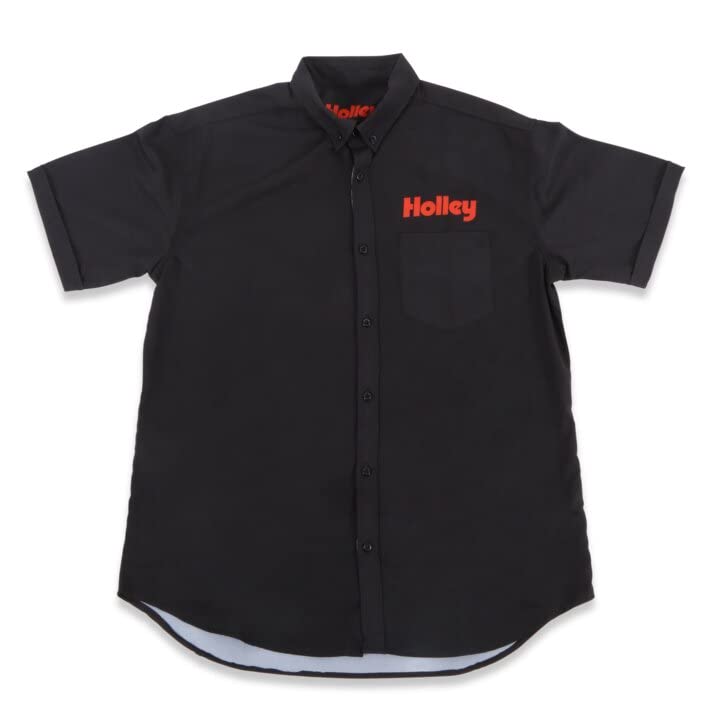 Holley 10437-SMHOL Button Down Shirt - Polyester - Black - Adult Small - Each