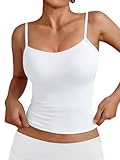 Trendy Queen Womens Tank Summer Tops Spring 2026 Camisole Square Neck Teen Y2k Cute Spaghetti Crop Going Out Girls Sleeveless Fashion Shirts Clothes Outfits Basic Workout Gym Casual White M