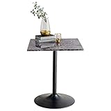 萩原 ダイニングテーブル カフェテーブル ダイニング 食卓 【大理石調天板×スチール脚】 正方形 角型 インダストリアル 幅60 奥行60 高さ70 ブラック LT-4919MBK