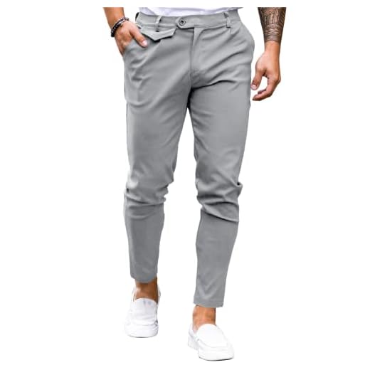 Calça jeans masculina slim fit frente lisa stretch skinny calça social confortável casual sólida, 1 - sarja cinza, Medium