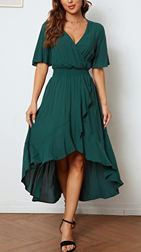 Image of Kormei Womens Short Sleeve Floral Maxi Dress High Low V-Neck Flowy Party Long Dresses