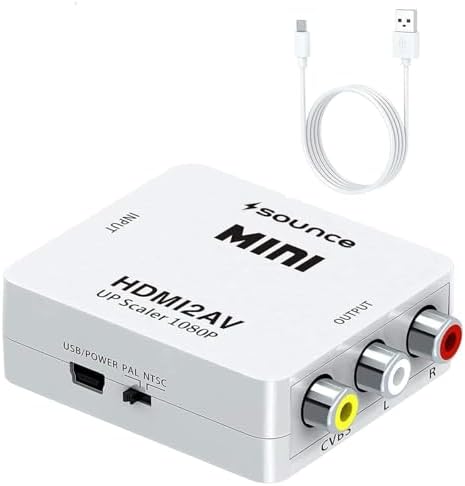 HDMI To AV Converter - RCA/Composite Adapter For Fire Stick, Roku, Blu-Ray To Old TV, 1080P, PAL/NTSC