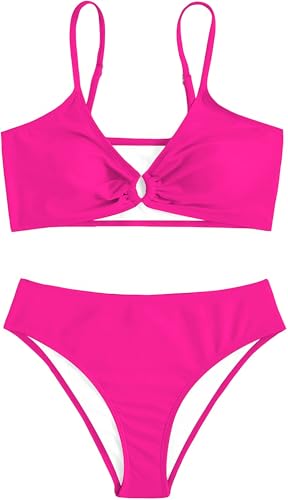 Image of QJQ Girl's 2 Piece Swimsuits Disty Floral Ring Linked Bathing Suit Cute Bikini Sets