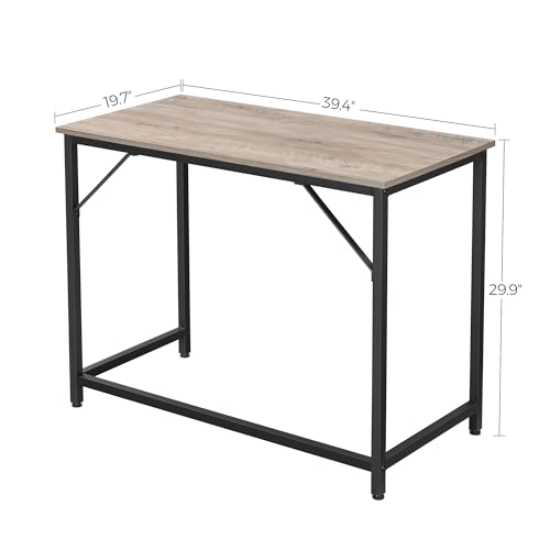 VASAGLE Computer Desk, Gaming Desk, Home Office Desk, for Small Spaces, 19.7 x 39.4 x 29.9 Inches, Industrial Style, Metal Frame, Greige and Black ULWD041B02