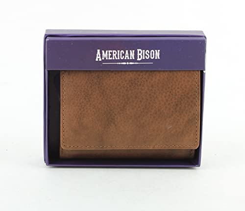 American Bison Trifold Classic Wallet for Men – RFID Blocking Cowhide Leather Wallet (Tan)3