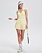 Two Piece Tennis Skirt Set for Women Racerback Color Block High Waisted Pleated Golf Outfits Beige