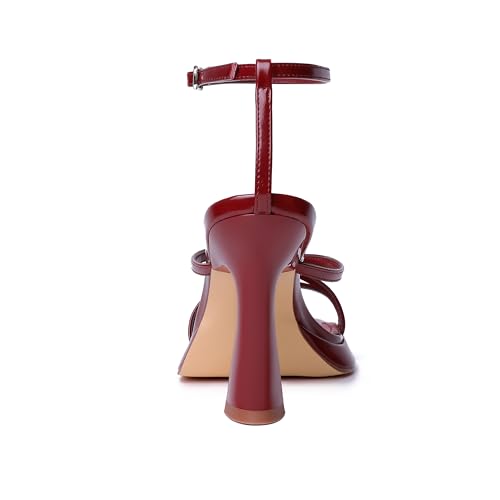 Image of Reitoye Strappy Heels for Women Platform High Chunky Heels Square Open Toe Heeled Sandals Ankle Strap Block Heels