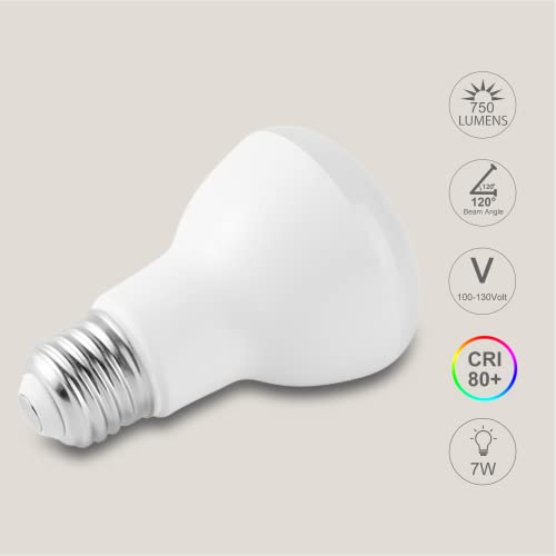 Image of FTL 12-Pack BR20 LED Bulb 5000K Daylight White Dimmable Flood Light Bulbs 7W 750lm 50W 60W Equivalent E26 Indoor Recessed Can Light Bulbs for Ceiling Lighting