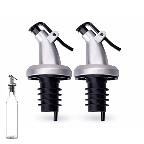 PARENCE. Lot de 2 Bouchons Distributeurs d’Huile, Vin et Alcool – Bouchons avec Bec Verseur Anti-Goutte – Dosage Précis – Ø 1,8 cm - 2 Pièces