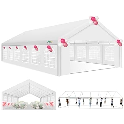 COBIZI 20x40 Party Tent Heavy Duty, Galvanized Wedding Tent, Event Shelter for Parties, Outdoor with Removable Sidewall & Built-in Sandbag, Carpas para Fiestas, Large Canopy, Waterproof, White